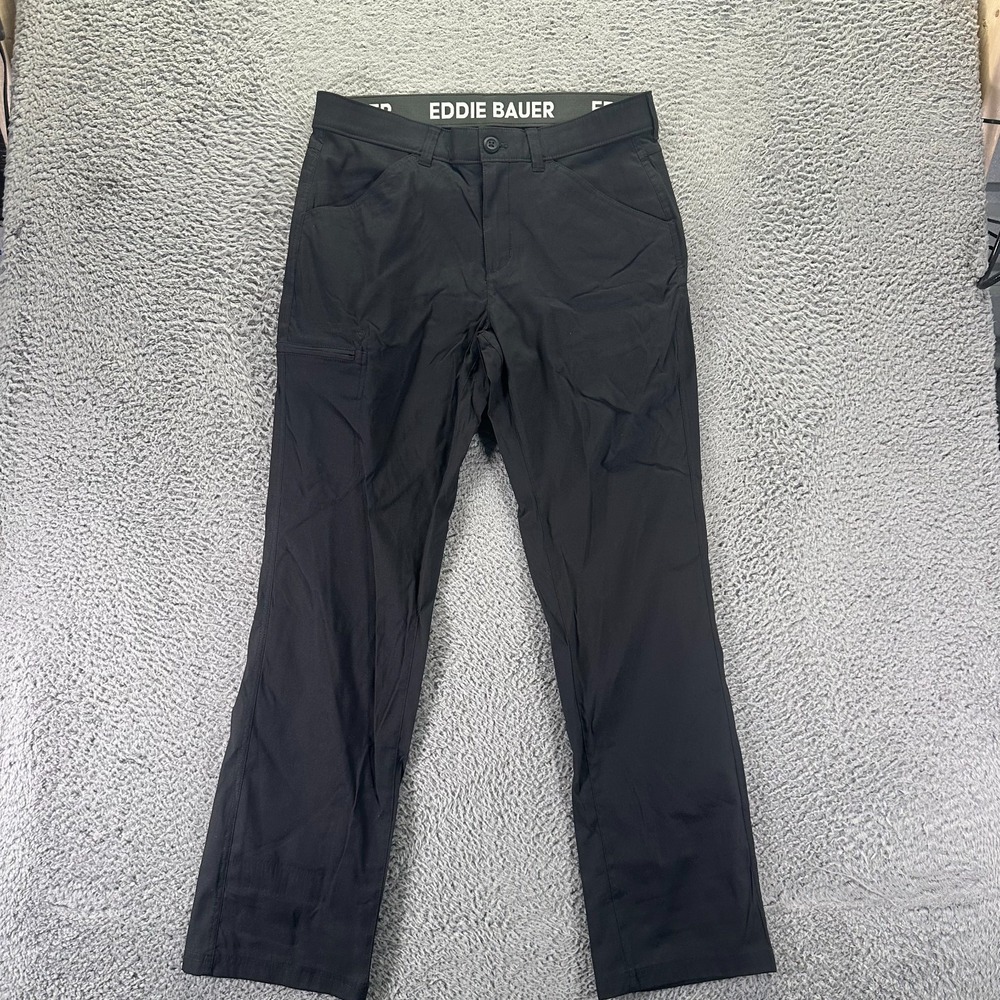 Eddie Bauer Rainier Tech Pant Mens 34x32 Black Nylon Windbreaker Straight Hiking